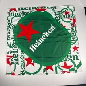 Heineken Beer Promotional Bandana Square Scarf Green White Red Star Logo Print